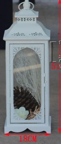 M Ivory W18 H51 Мода ураган лампа Железный фонарь подсвечник Белый Черный ветрозащитный Свадебный дорога цитируется украшение дома - Цвет: M Ivory W18 H51