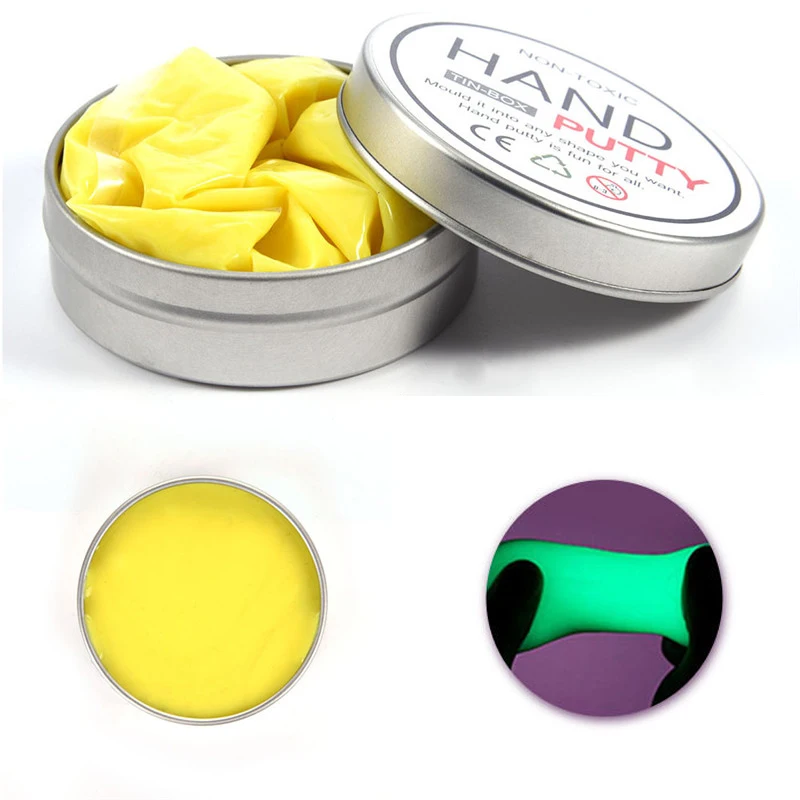 

Hand Putty Luminous Slime Play Dough Rubber Mud Polymer Children Kids Gift Adult Relief Focus Anxiety Stress Toy Yellow