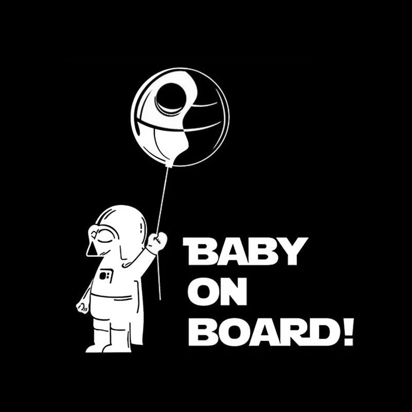 White BEMOST "Baby On Board", Звездные войны, автомобильные наклейки Предупреждение ющий знак, Автомобильные украшения, аксессуары для всех автомобилей, 14*14,5 см - Название цвета: White