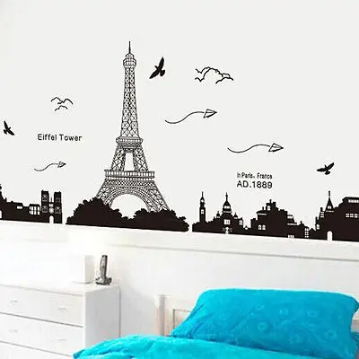 DIY Family Removable Paris City Eiffel Tower Art Decal Mural Bedroom Wall Sticker Vinyl Room Decor Stickers | Дом и сад