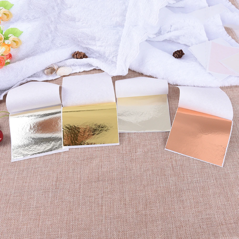 100 шт. бумага для рукоделия имитация золотого серебряного медного листочков