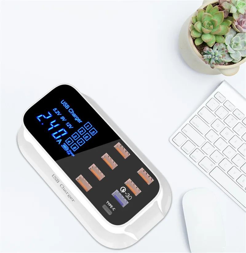 Usb ЗУ для мобильного телефона Quick Charge 3,0 Smart usb type C настенное зарядное устройство светодиодный дисплей адаптер питания для быстрой зарядки зарядное устройство для путешествий