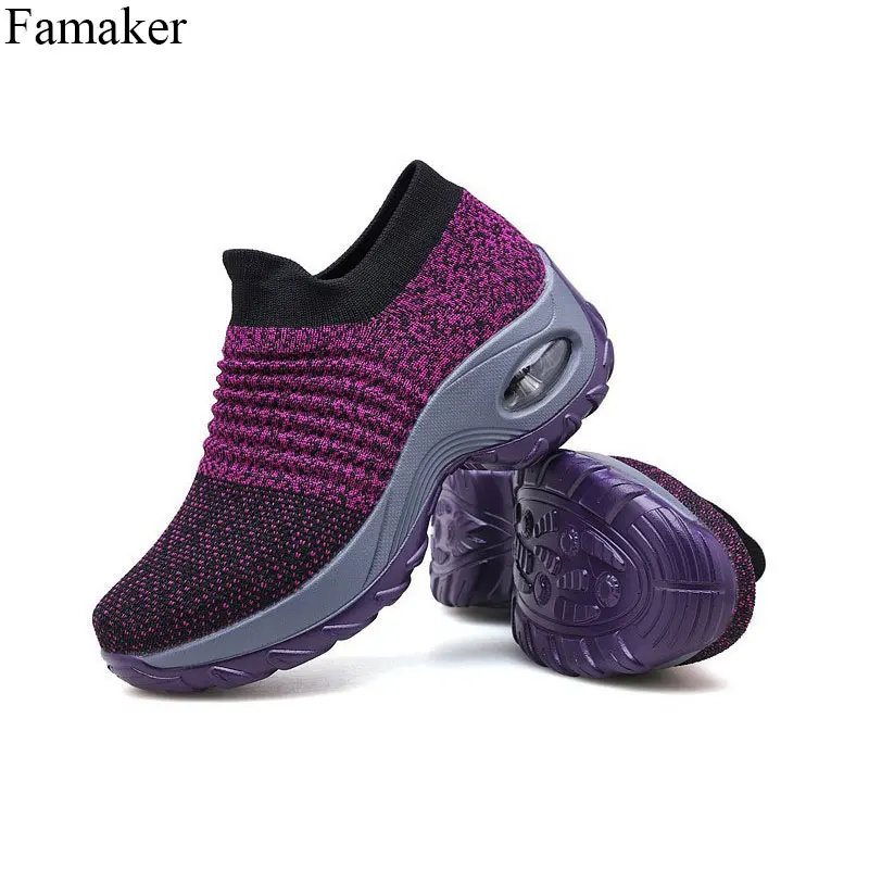 Famaker/2019 модная женская обувь больших размеров с дышащей сеткой повседневная