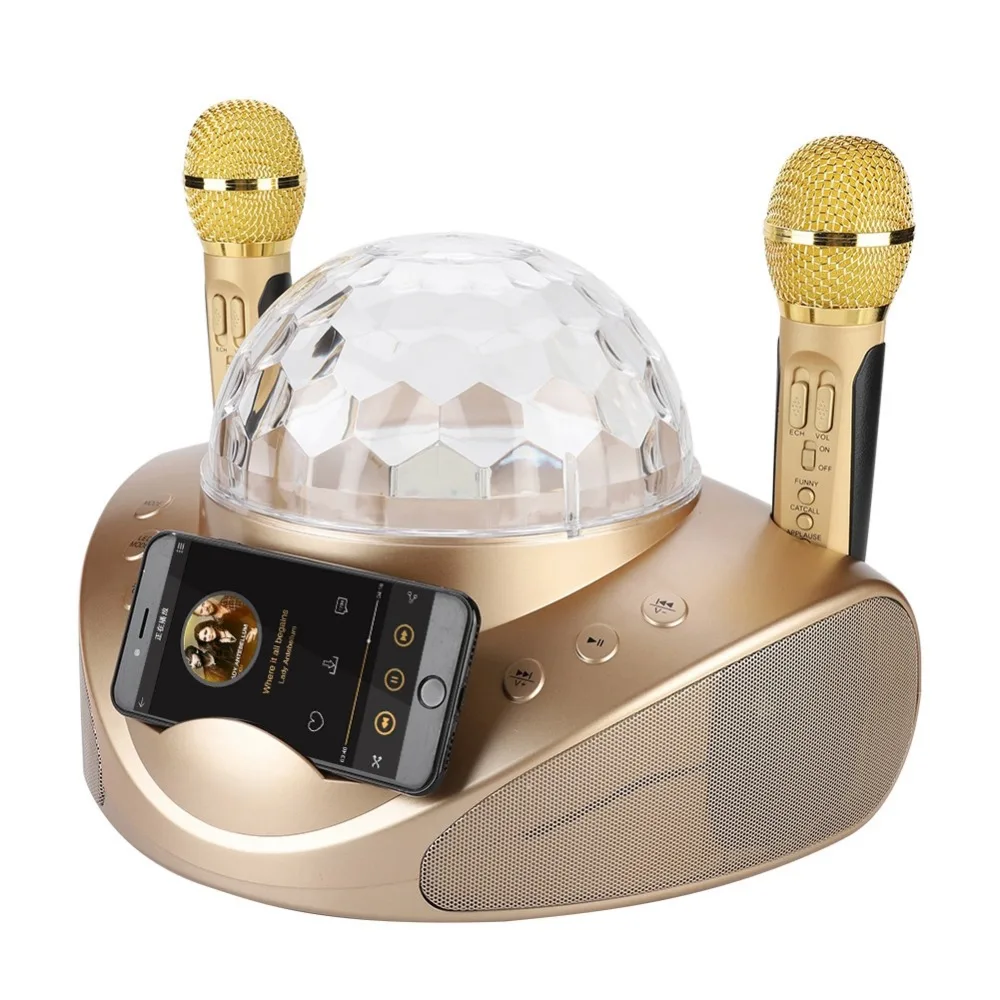 Семейные комплекты для дискотеки KTV Bluetooth караоке микрофон двойной цветные огни с