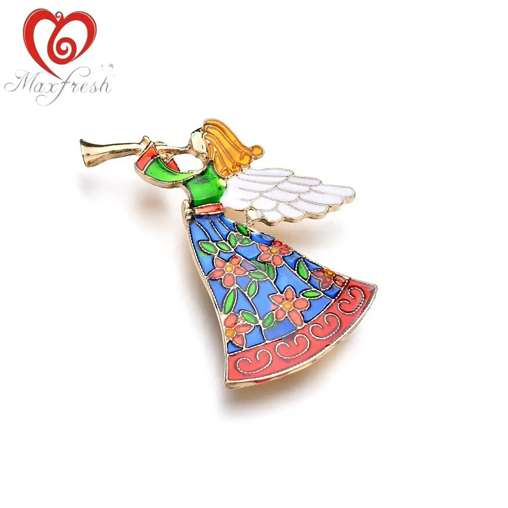 Maxfresh Мода Крылья Ангела броши для Для женщин Винтаж красочные Эмалью Значок