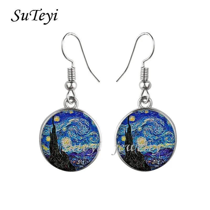 Украшения для женщин украшения серьги Gogh абстрактная картина маслом стекло