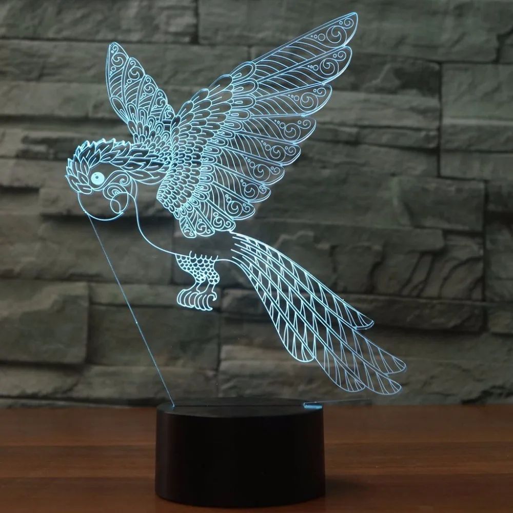 Попугая светодиодный 3d ночной Светильник Usb зоомагазин домашний Декор 3d Rgb лампа красочные атмосферу для сна светильник ing для детей подарок