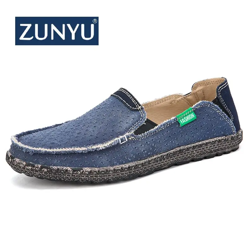 ZUNYU/парусиновые лоферы; мужская повседневная обувь без застежки; сезон лето; Новинка года; дышащая модная мягкая обувь для вождения на плоской подошве; размеры 39-47