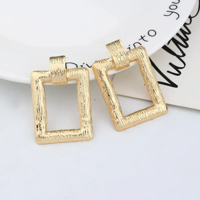 Золотая Геометрическая большая эффектная 2019 Серебряная запонка из сплава серьги