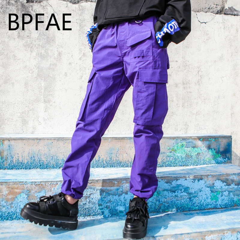 BPFAE 2018 для женщин Harajuku повседневное штаны карго с карманом хлопок тренировочные