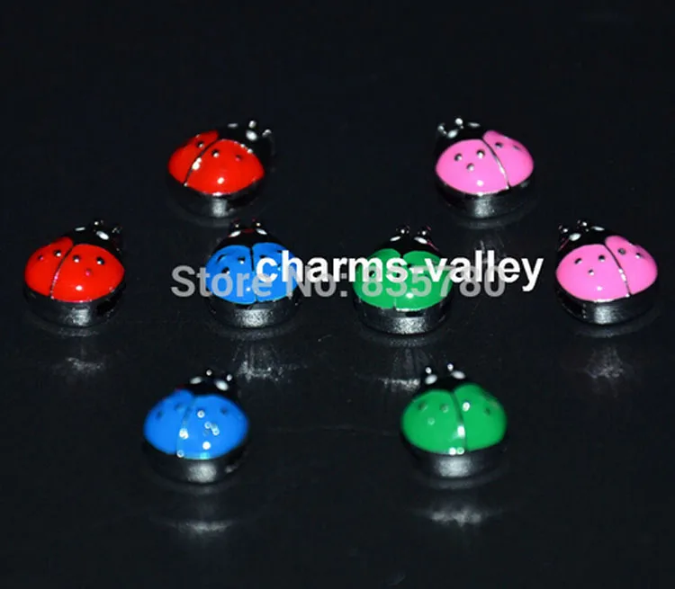 Бесплатная доставка 20 шт 8 мм Эмаль смешанные цвета насекомых горка амулеты Слайд