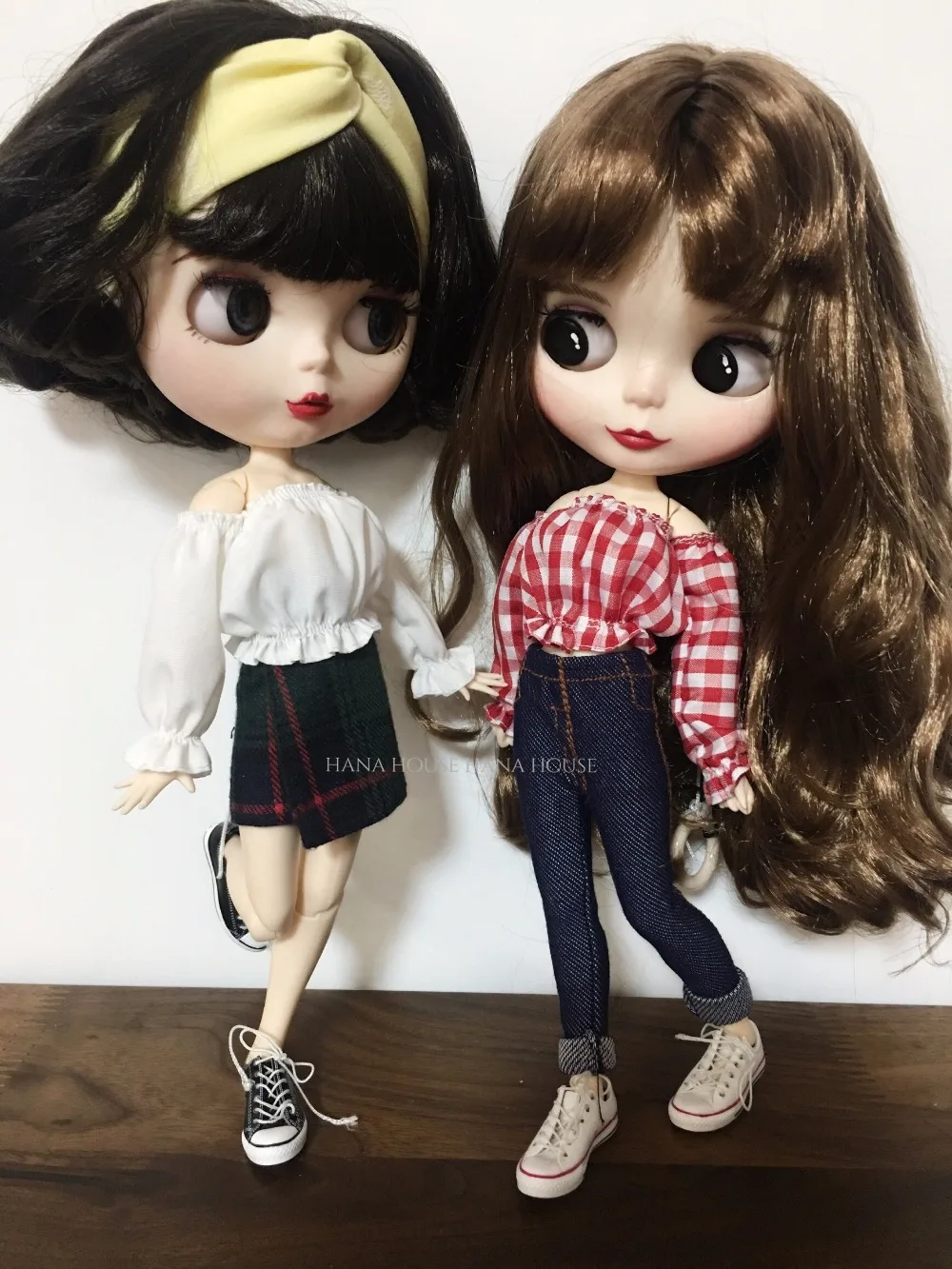 1 шт. Милая Белая красная рубашка в сеточку с толстыми плечами для Blyth Licca Kurhn OB24