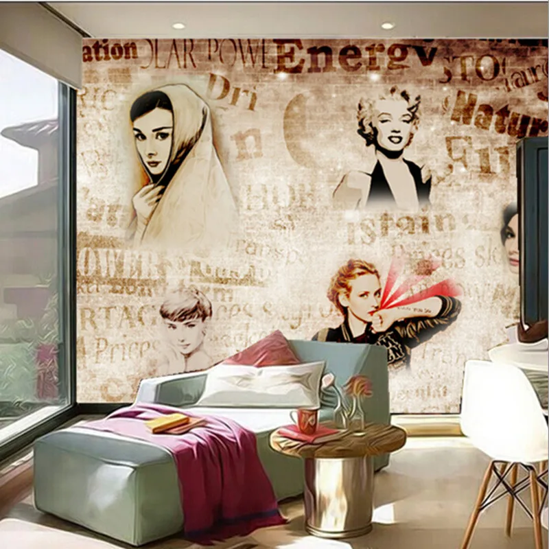 The latest 3D murals English letter Monroe background wall picture living room TV sofa bedroom paper | Обустройство дома