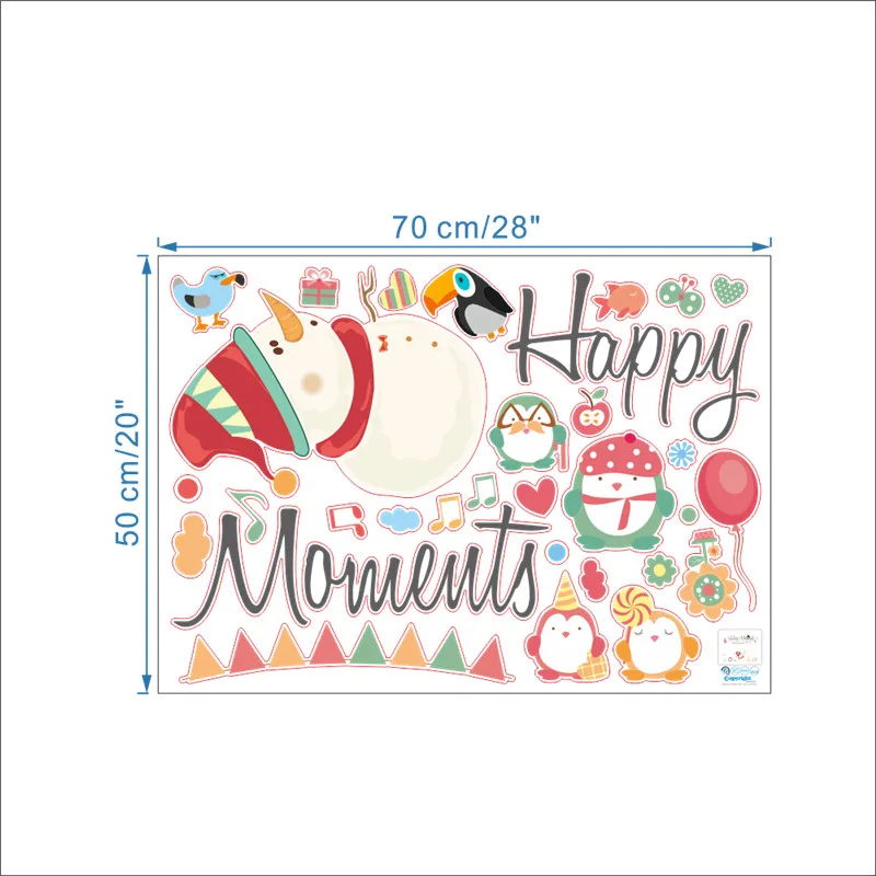 % Счастливые моменты Счастливого Рождества снеговик наклейки на стену оконные