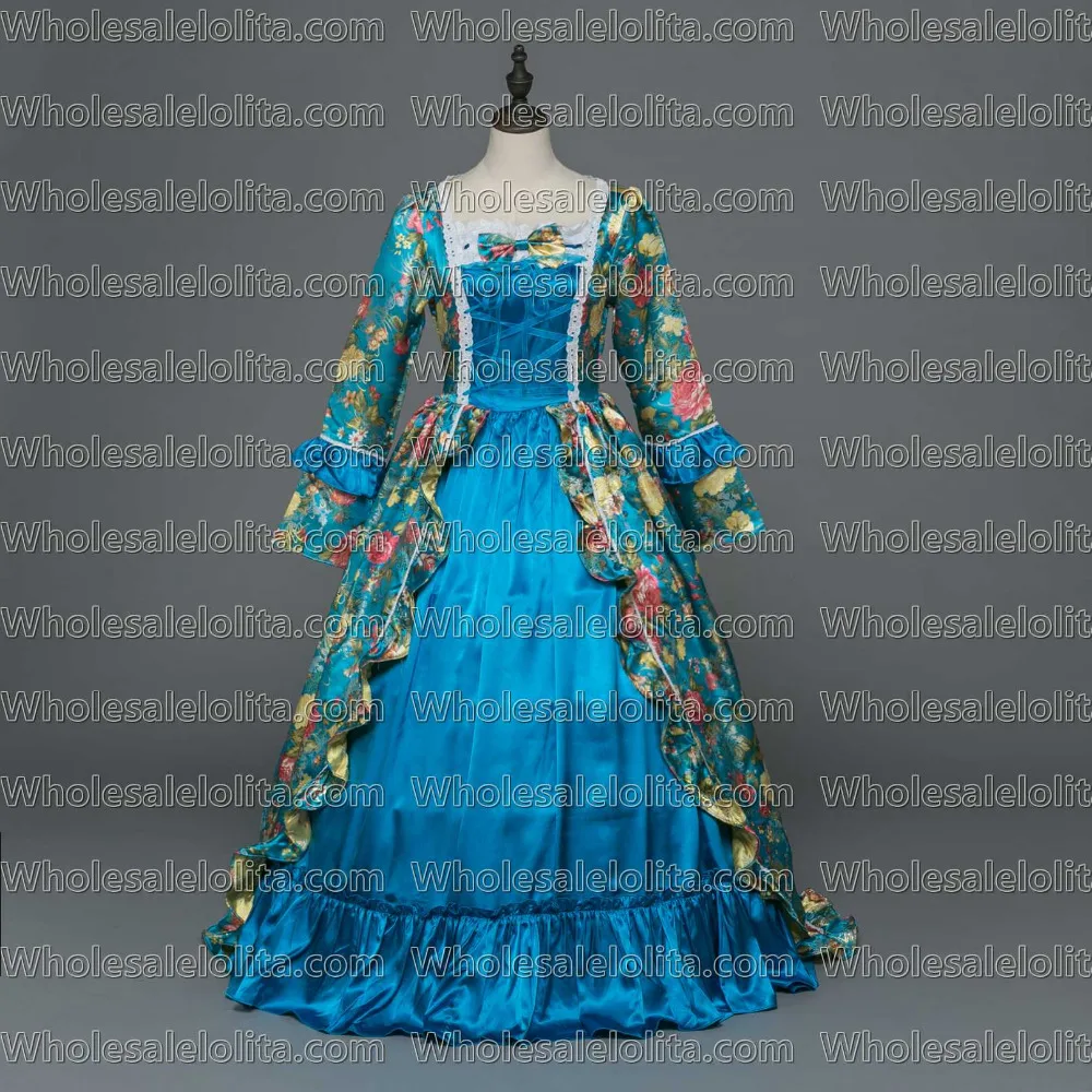 Ярко-синие праздничные платья Марии-Антуанетты викторианская одежда рококо