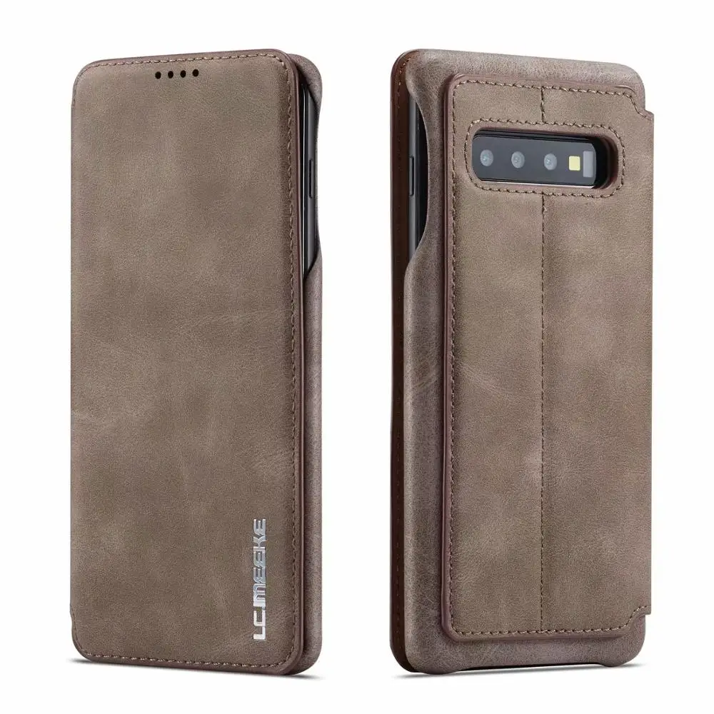Роскошный кожаный флип чехол на магните для Samsung Galaxy S10 S9 S8 Plus Чехол держатель карт