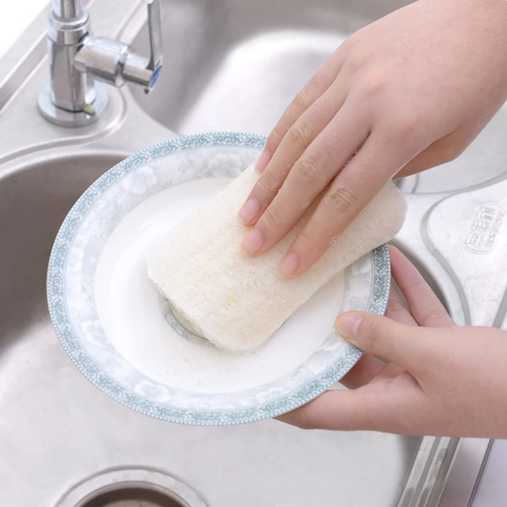 3 шт. кухонная натуральная тряпка для мытья посуды горшок очистки двухсторонняя