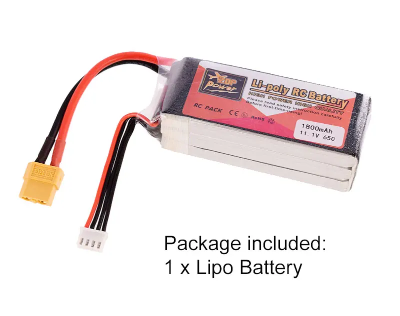 ZOP Power 11 1 В 1800 мАч 65C 3S Lipo батарея XT60 сменная для радиоуправляемого гоночного дрона