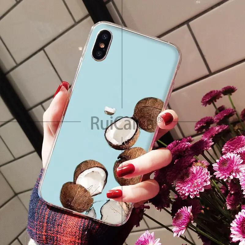 A13 Ruicaica фруктовый кокос в синем небе Summe Мягкий силиконовый чехол для телефона, чехол для Apple iPhone 8 7 6 6S Plus X XS MAX 5 5S SE XR - Цвет: A13