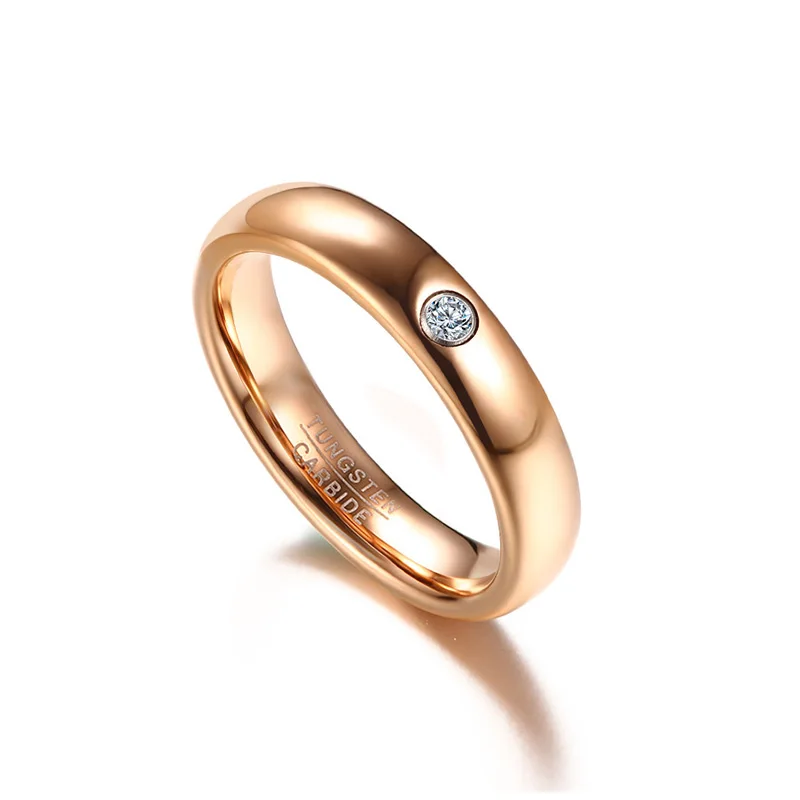 Кольца из карбида вольфрама с кристаллами цвета розового золота 4 мм|anniversary ring|name