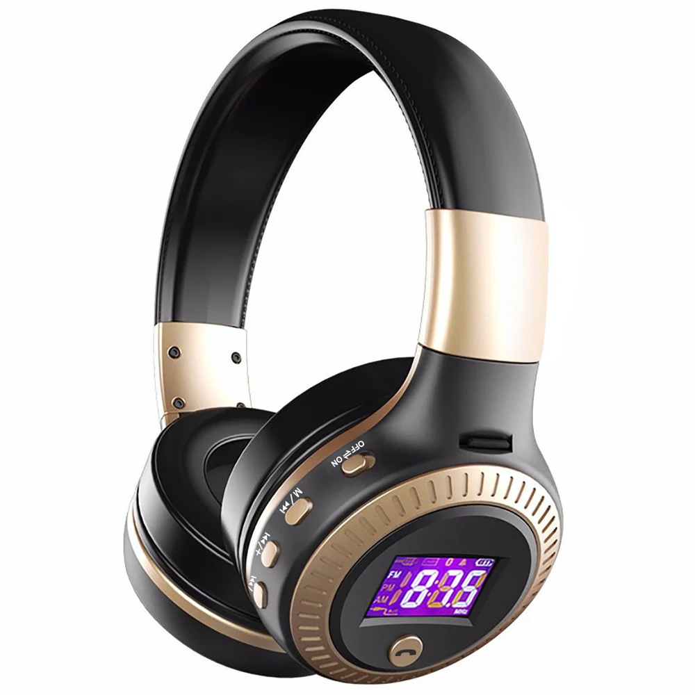 B19-Gold ZEALOT беспроводные Bluetooth наушники супер бас стерео гарнитура TF карта MP3 Воспроизведение FM радио громкой связи с микрофоном - Цвет: B19-Gold