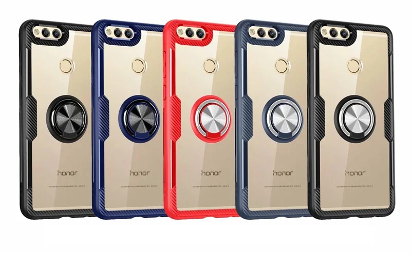 Case For Huawei Honor 7X Cover honor case Transparent finger ring Stand Magnet Soft 7 X kimTHmall | Мобильные телефоны и