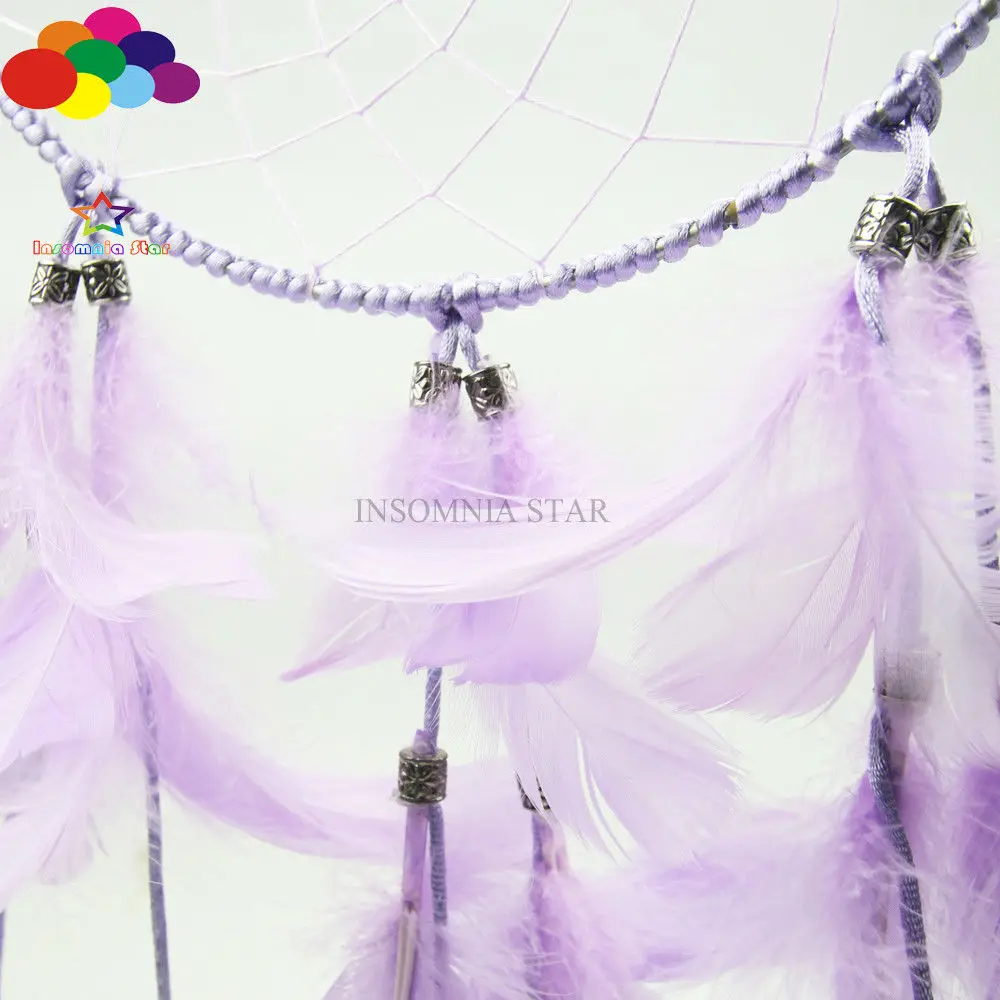 Бохо Ловец снов круговое фиолетовое кольцо гусиное перо висящий мечтатель | Дом и