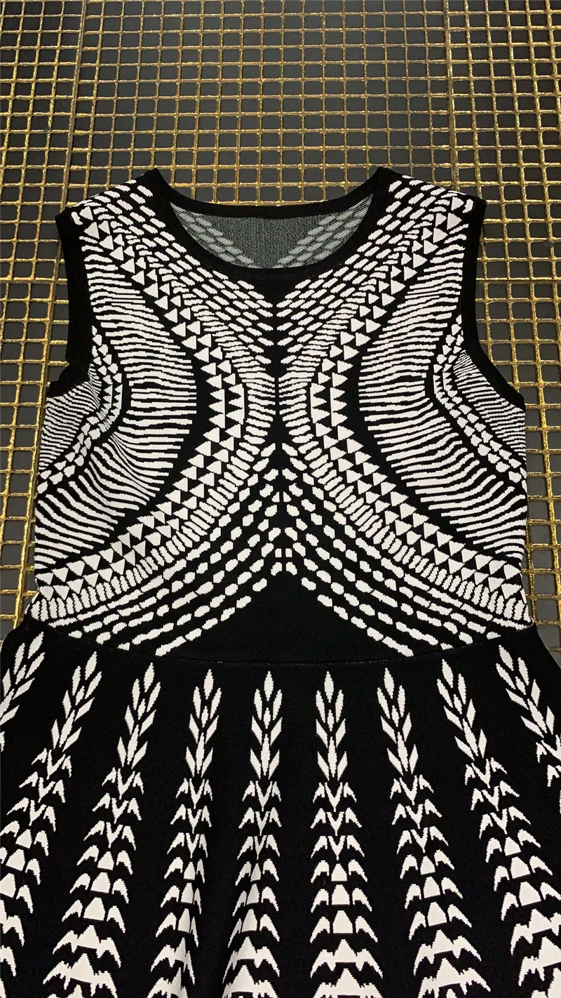 Vestido New Fashion Jacquard Sleeveless A Line Black Women's Dress Bandage Celebrity Evening Party Dresses
