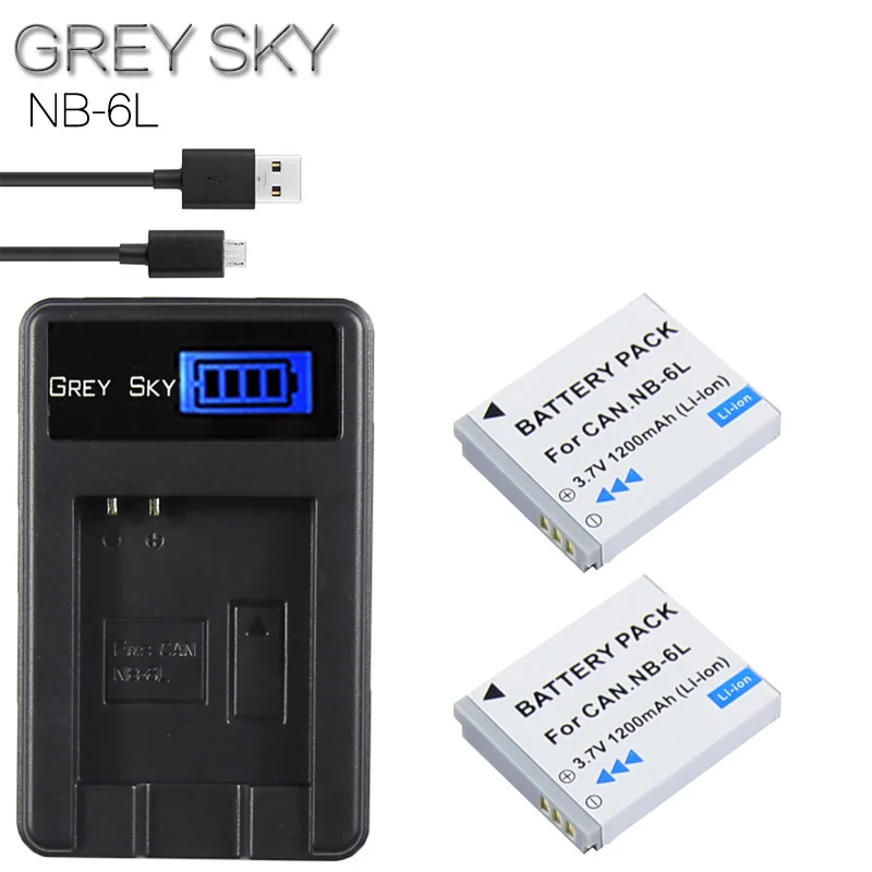 charger and 2battery 2 шт. NB-6L NB-6LH Батарея+ ЖК-дисплей USB Зарядное устройство для Цифрового Фотоаппарата Canon IXUS 310 SX240 SX275 SX280 SX510 SX500 HS 95 200 105 210 300 S90 S95 - Цвет: charger and 2battery
