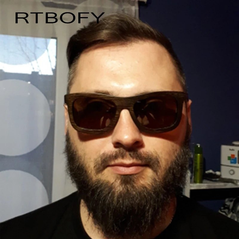 RTBOFY деревянные солнцезащитные очки для мужчин и женщин бамбуковые фирменного