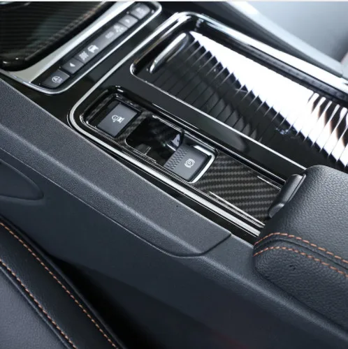 Carbon Fiber Style Interior Electronic Handbrake Switch Button Decoration Frame For Jaguar XFL XE F-Pace 2016-2018 Car Accessory |