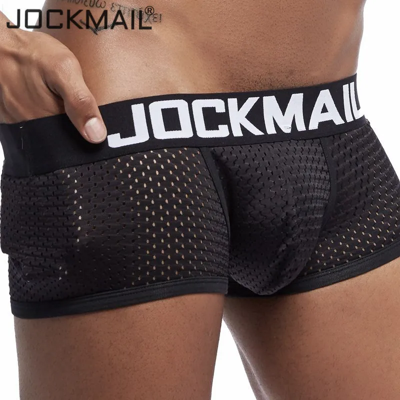 Фото Трусы-боксеры JOCKMAIL мужские, дышащее Сетчатое пикантное нижнее белье, шорты-боксеры, 2019 №1