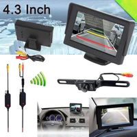 july promotion high quality low price 4 3 lcd screen car rear view backup mirror monitor wireless reverse camera kit