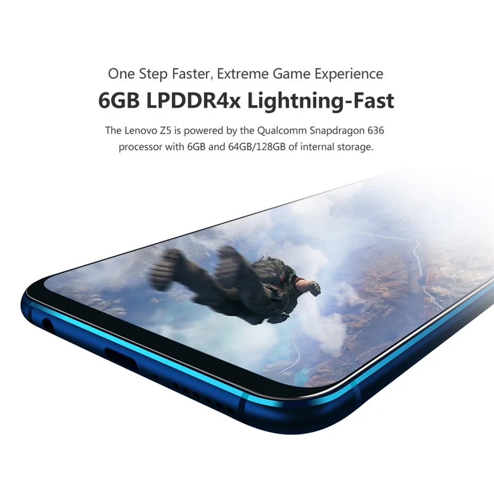Lenovo Z5 Cell Phone 6GB 128GB Snapdragon 636 Octa Core Mobile Phone Full Screen 6.2'' L78011 Smartphone Android 8.1 4G FDD LTE
