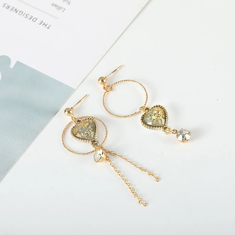 1 пара длинных висячих сережек золотого цвета Стразы с кисточками женские