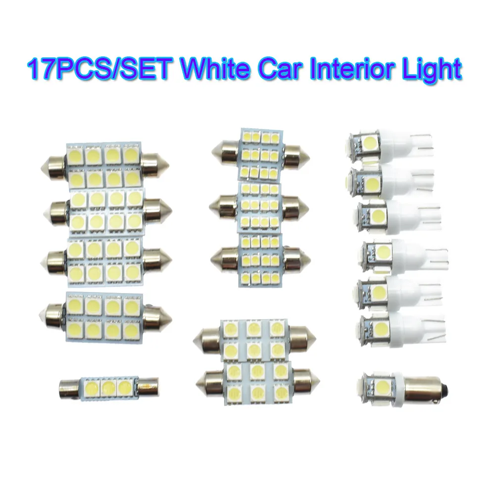 Комплект белых светодиодных ламп для салона автомобиля 17 шт. купольный