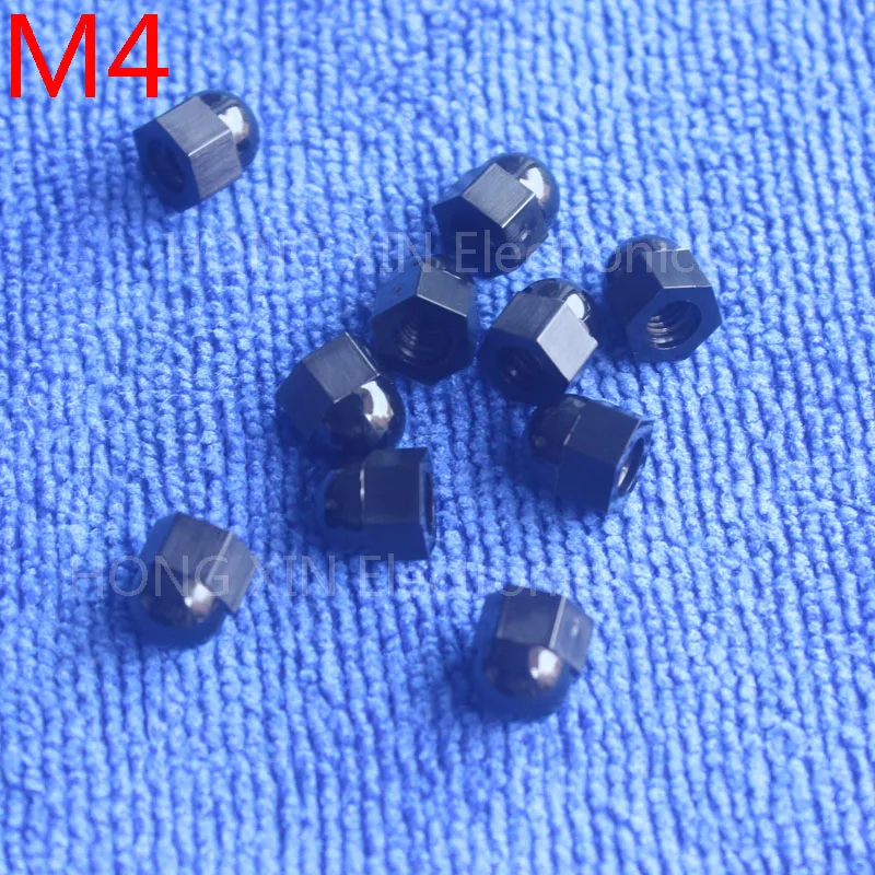 M4 1 шт. черные нейлоновые желудь гайки/4 мм защита купольная головка Шестигранная