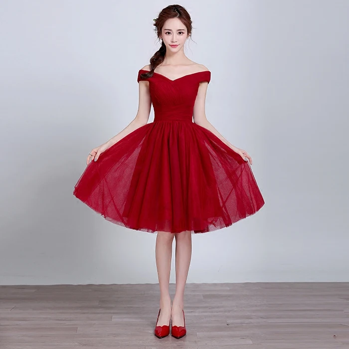 Robe de soiree красное вечернее платье с коротким разрезом и шнуровкой Vestidos de fiesta, платья для выпускного вечера, вечернее платье - Цвет: wine red