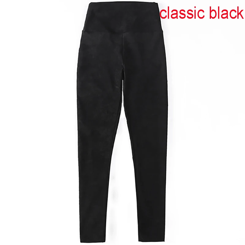 classic black Весна осень замшевые кожаные женские брюки с высокой талией большие эластичные тонкие Ретро Кожаные Замшевые брюки для женщин - Цвет: classic black