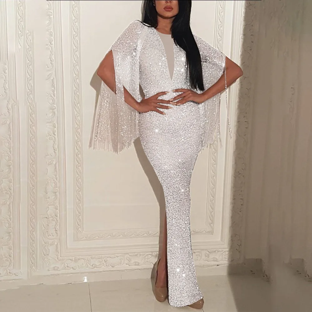 Женское облегающее вечернее платье с юбкой годе и разрезом|Женские платья| |