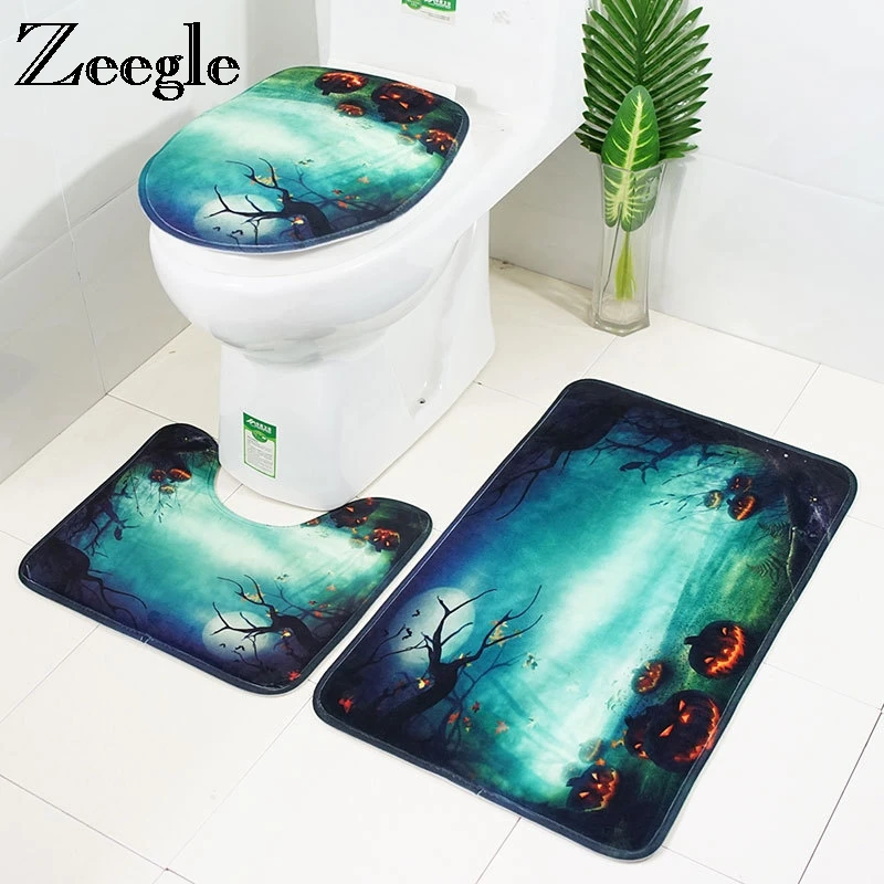 Противоскользящие коврики для ванной комнаты Zeegle туалета моющиеся душа чехол