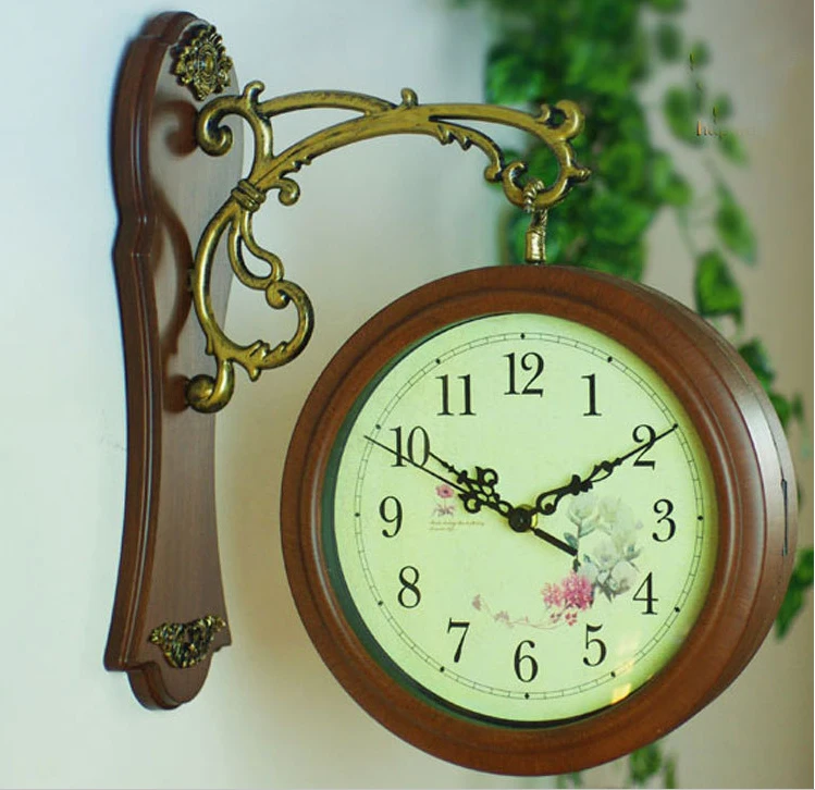 Двухсторонние настенные часы ностальгические французские винтажные украшения