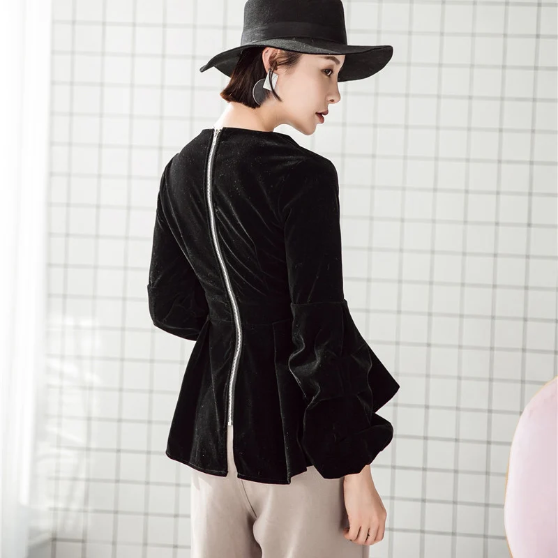 2018 облегающие повседневные женские бархатные рубашки с v образным вырезом