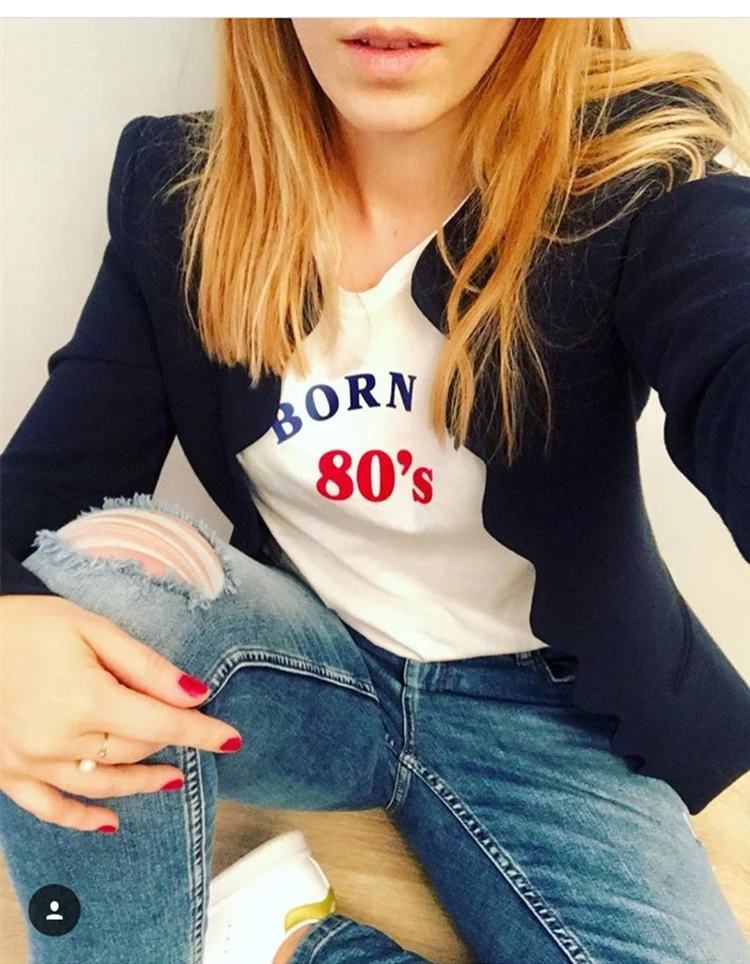 GAAJ "born in 80 s" 100 хлопковая футболка Женская Harajuku футболка женская футболка Повседневная винтажная Корейская футболка kawaii одежда V0O8O