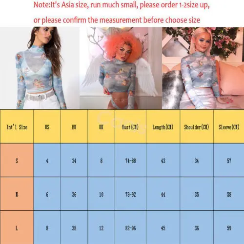 Женский укороченный топ с длинными рукавами голубой прозрачный сетчатый вырезом