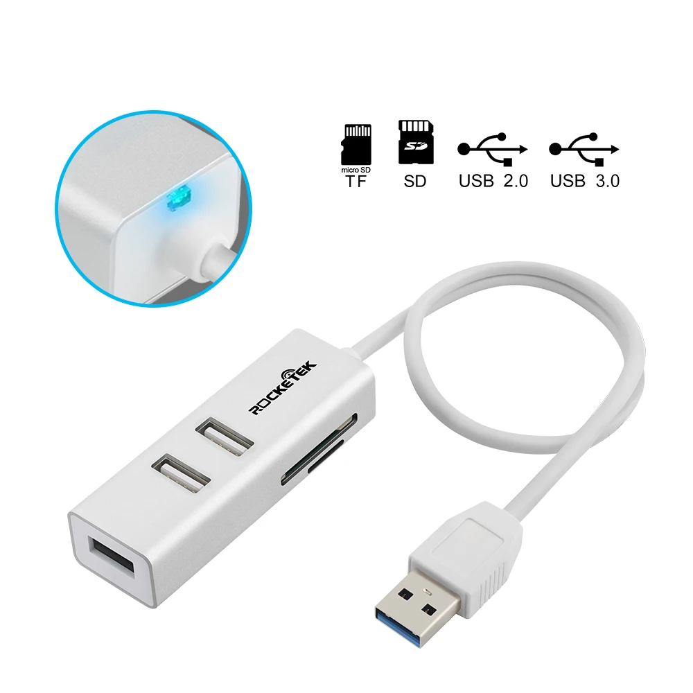 Игровая мышь Rocketek Мульти usb 3,0 концентратор 3 порта адаптер-разветвитель Алюминий SD/TF кард-ридер для MacBook Air ноутбук аксессуары