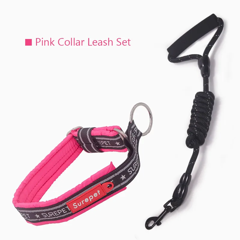 Reflective Collar for Dogs Nylon Adjustable Dog Collar Soft Padded Explosion Proof Pet Collar for Medium Large Dogs Training Red
