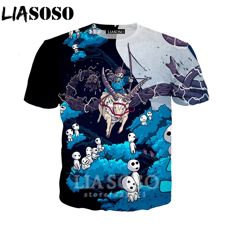 LIASOSO летняя новинка Мужская и Женская толстовка 3D принт аниме принцесса Mononoke