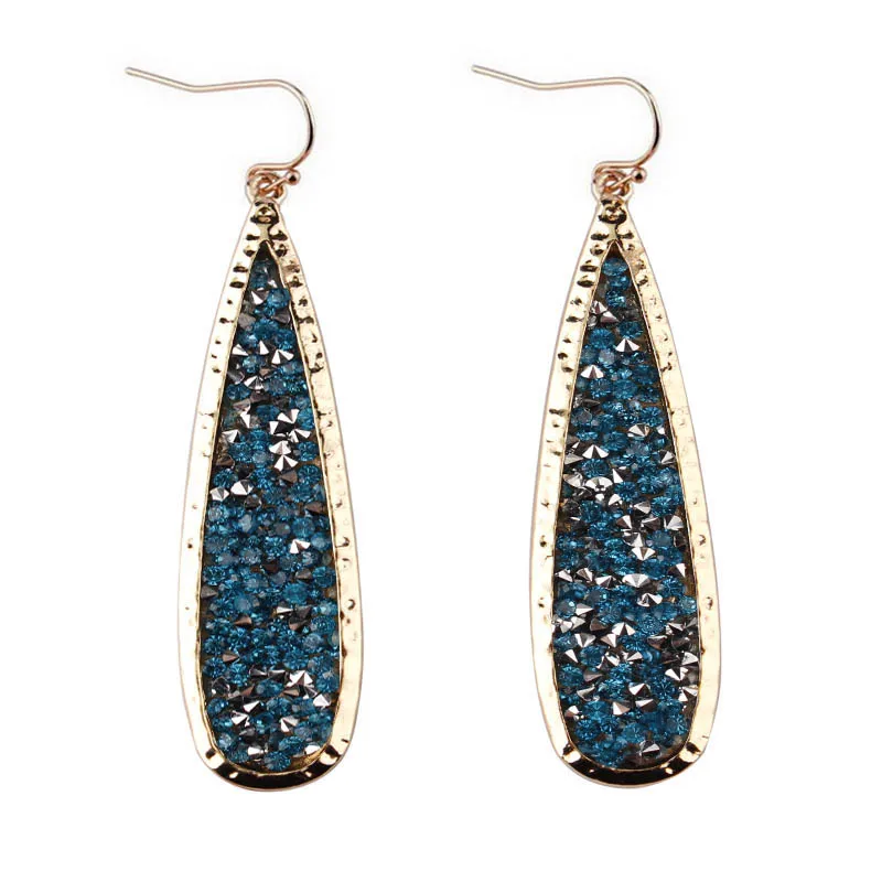 

15 Colors Multi Colors Pave Rhinestone Long Water Drop Earrings 2019 New Trendy Spring Gold Statement Earrings Jewelry Wholesale