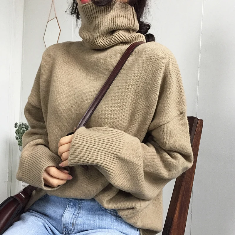 Winter Women Sweaters Streetwear Loose Turtleneck Long Sleeve Pullovers Female Korean Warm Chic Tops Clothes Christmas Sweater | Женская